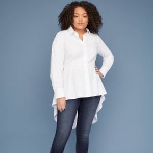 Extreme peplum while button down blouse